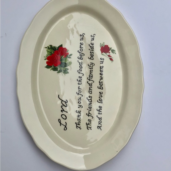 Oval Dinner Plate 15.5" x 10.8" Beige with decoration roses 2011 wg. - Picture 3 of 4